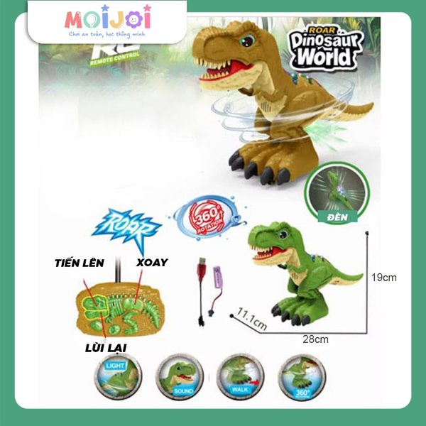 Khủng long điều khiển từ xa RC dinosaur – mô hình T-Rex phát sáng, xoay 360 độ