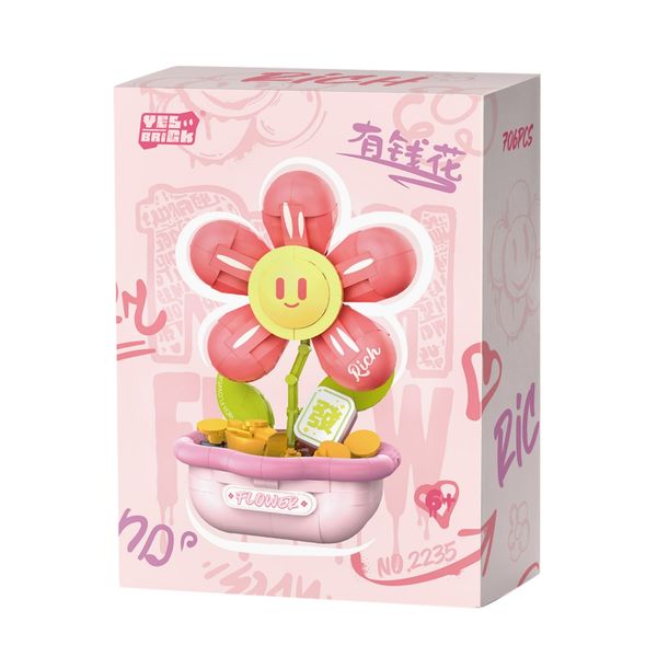 Mô hình lắp ráp hoa trang trí hồng pastel – 706 chi tiết (2235)