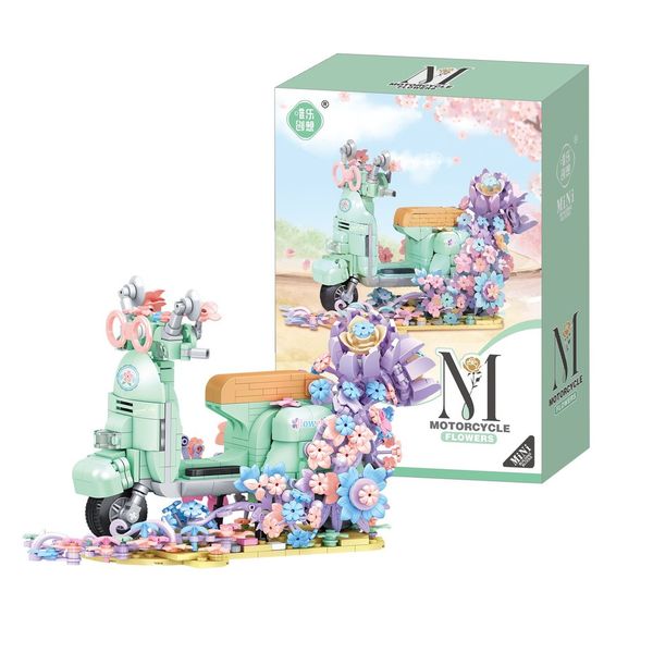 Mô hình lắp ráp xe máy hoa vintage 2192 - Decor Bàn học cho bé 6+ (660 chi tiết)