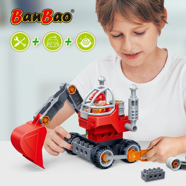 Đồ chơi lắp ráp máy xúc đất BanBao 9709 (22 chi tiết) – mô hình xe công trình mini cho bé