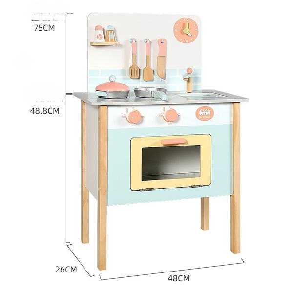 Bộ đồ chơi nhà bếp bằng gỗ – Mô hình bếp nấu ăn, kèm phụ kiện, giúp bé tập làm đầu bếp