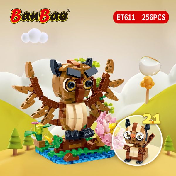 BanBao Mô hình Cú Gỗ Lắp Ghép ET611 256 Chi tiết Nhựa ABS An Toàn Phát Triển Tư Duy Cho Bé 4-10 Tuổi