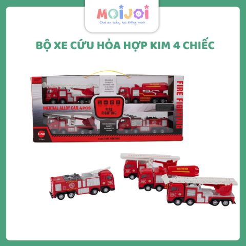 Bộ xe cứu hỏa hợp kim 4 chiếc – mô hình xe cứu hỏa tỉ lệ 1:55