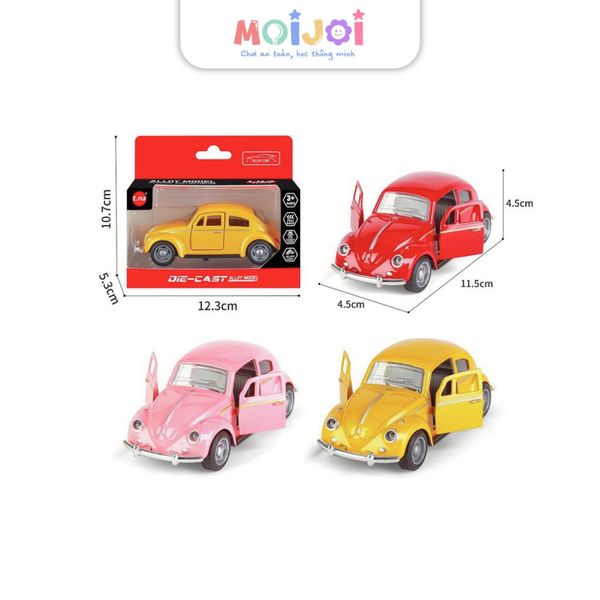 Xe ô tô mô hình kim loại Alloy Beetle 1:36 – Mở cửa, bánh lăn, mô phỏng xe cổ điển