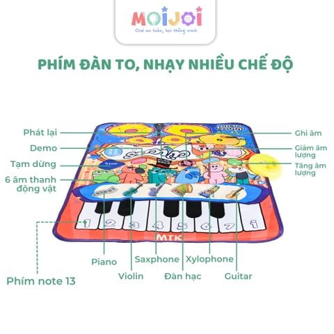 [Tặng kèm pin] Thảm âm nhạc đa chức năng cho bé – Đàn piano, nhạc, trống, âm thanh động vật