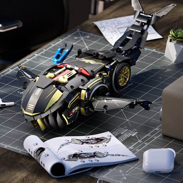 Mô hình lắp ráp xe đua tỉ lê 1:14 biến hình robot cá mập Dream Master DG2002 – Supercar Shark 2 trong 1 (1090 chi tiết)
