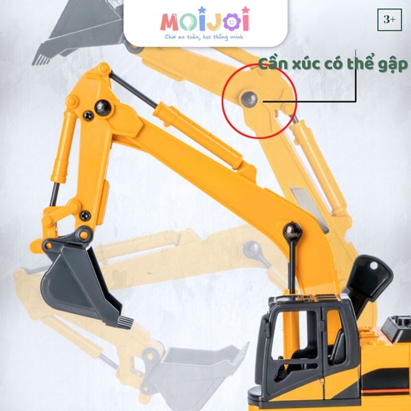 Đồ chơi xe máy xúc công trình, máy xúc điều khiển cơ học, nhiều khớp xoay linh hoạt tỉ lệ xe 1:14
