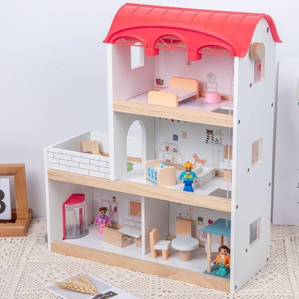 Ngôi nhà búp bê 3 tầng bằng gỗ – Mô hình nhà búp bê lớn kèm nội thất, giúp bé sáng tạo trò chơi