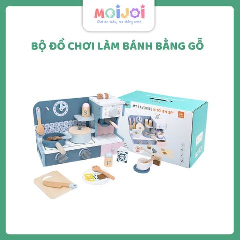 Bộ đồ chơi làm bánh bằng gỗ – Mô hình bếp làm bánh mini kèm phụ kiện, phát triển kỹ năng cho bé