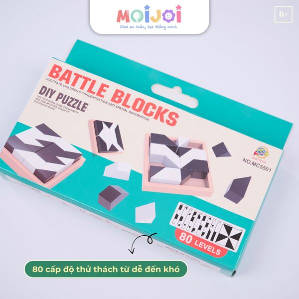 Bộ xếp hình tư duy chiến thuật 80 thử thách phát triển tư duy logic cho trẻ Battle Blocks - Moijoi