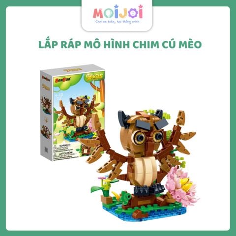 BanBao Mô hình Cú Gỗ Lắp Ghép ET611 256 Chi tiết Nhựa ABS An Toàn Phát Triển Tư Duy Cho Bé 4-10 Tuổi