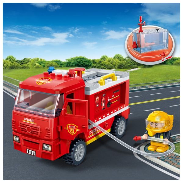 Đồ chơi lắp ráp Xe cứu hỏa BanBao 7116 – Bộ xe cứu hỏa cho bé, 112 chi tiết
