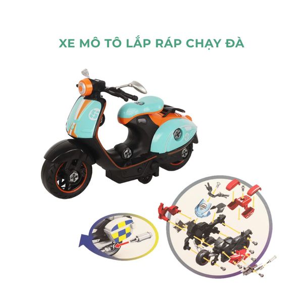 Xe máy đồ chơi bằng nhựa ABS cho bé - Mô hình xe mô tô trưng bày thiết kế hiện đại, chạy cót