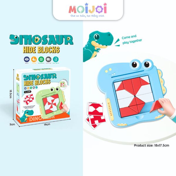 Đồ chơi xếp hình khủng long – bảng hide blocks, trò chơi trí tuệ cho bé