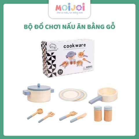 Bo do choi dung cu nau an bang go Moijoi gom noi chao chen dia