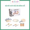 Bộ đồ chơi dụng cụ nấu ăn bằng gỗ tự nhiên – Nồi, chảo, chén dĩa và muỗng, an toàn cho bé