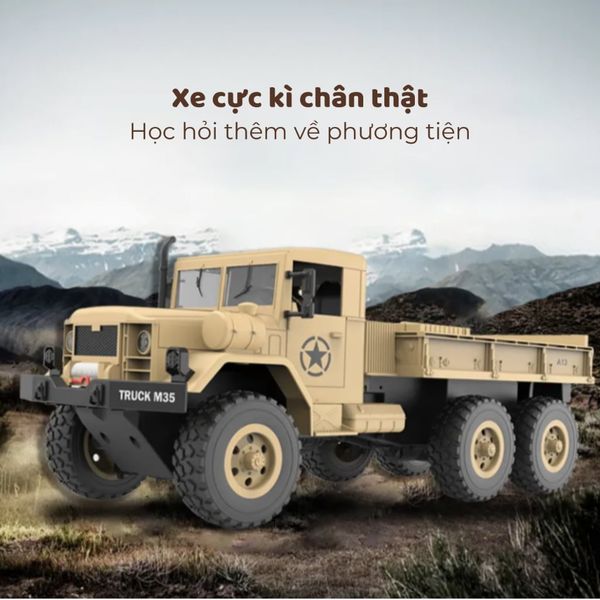 Xe tải quân sự điều khiển từ xa – Military RC Truck 6 bánh, tải trọng lớn, vượt địa hình mạnh mẽ