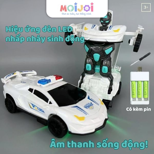 Xe cảnh sát biến hình robot tự động – Đồ chơi biến hình thông minh cho bé