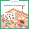 Bộ trò chơi tìm hình bằng gỗ – Kèm thẻ hình, kính lúp và đồng hồ cát, rèn luyện trí nhớ cho bé