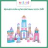 Bộ gạch xây dựng sắc màu 55 chi tiết – Đồ chơi bằng gỗ lắp ghép sáng tạo, phát triển tư duy cho bé