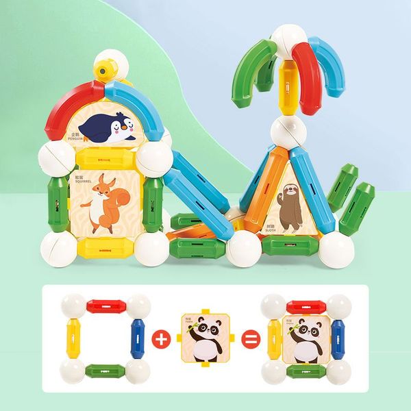 Đồ chơi xếp hình nam châm xếp hình cho bé Rainbow Magnetic Sticks (45/72 chi tiết)