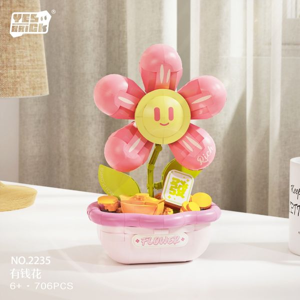 Mô hình lắp ráp hoa trang trí hồng pastel – 706 chi tiết (2235)