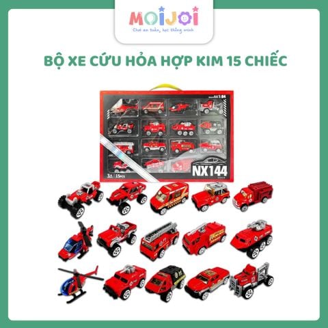 Bộ xe cứu hỏa hợp kim 15 chiếc – mô hình xe cứu hỏa tỉ lệ 1:64