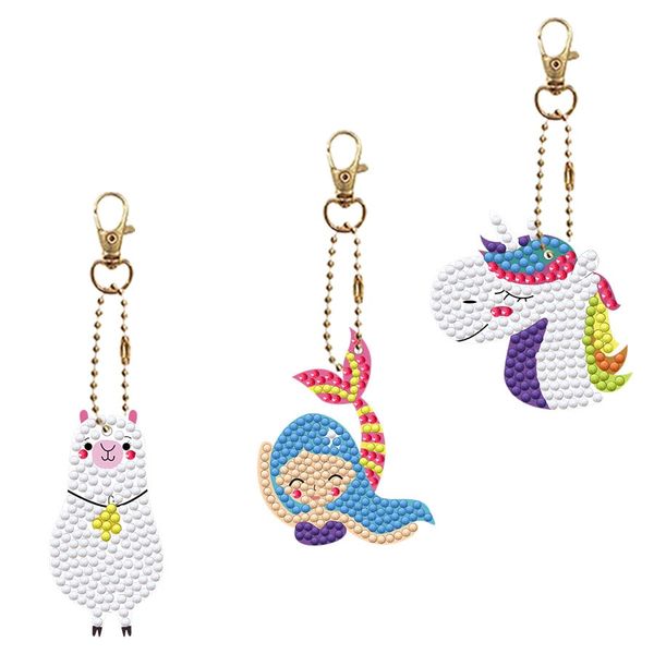 Set móc khóa đính đá DIY mini – Nhiều mẫu hình thú & chủ đề dễ thương