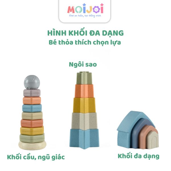 Bộ xếp hình cầu vồng montessori đa dạng hình khối – phát triển trí tuệ & tư duy cho bé