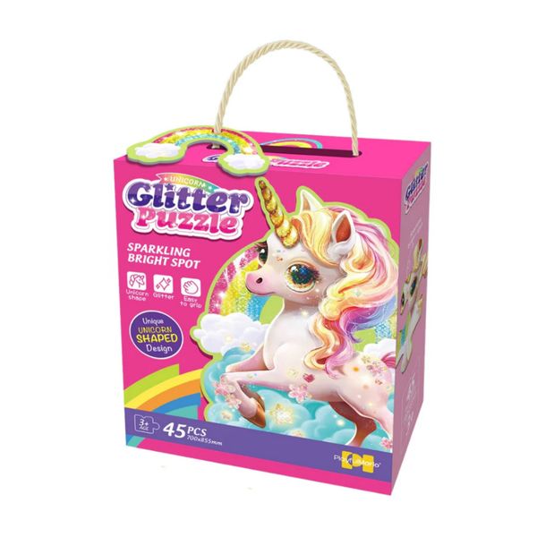 Trò chơi ghép hình lấp lánh hình kỳ lân – Glitter Puzzle Unicorn, 45 mảnh, kích thước lớn