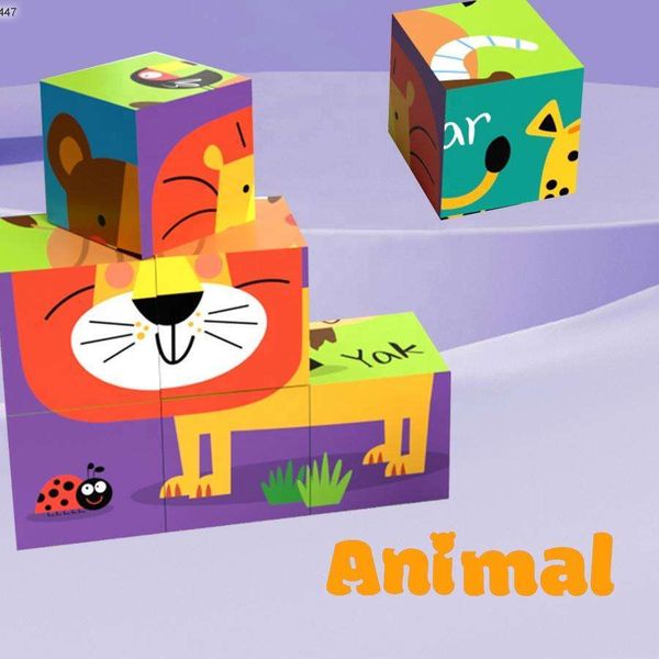 Đồ chơi ghép hình khối 6 mặt động vật – Đồ chơi giáo dục rèn luyện tư duy logic, đồ chơi Montessori