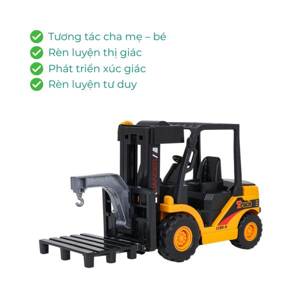 Mô hình Xe nâng hàng cần cẩu mini – mô hình xe công trình hợp kim + nhựa ABS tỉ lệ 1:55 Moijoi Store