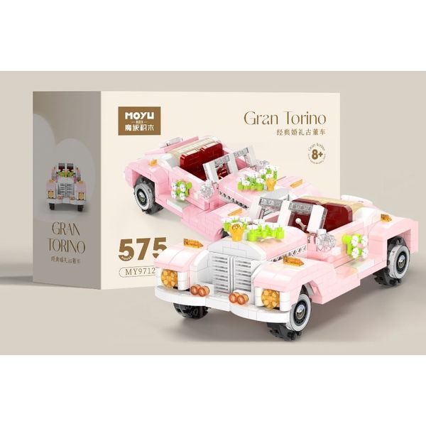 Đồ chơi lắp ráp xe cổ điển Gran Torino Moyu Block – 575/598 chi tiết (màu hồng / màu xanh)