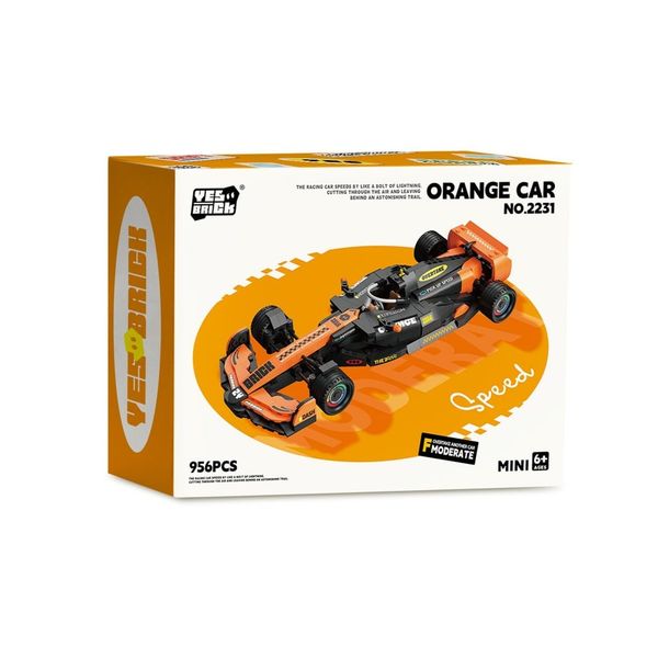 Mô hình lắp ráp xe đua F1 Yes Brick – trang trí, trưng bày (màu cam / màu hồng)
