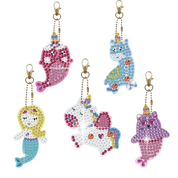 Set móc khóa đính đá DIY mini – Nhiều mẫu hình thú & chủ đề dễ thương