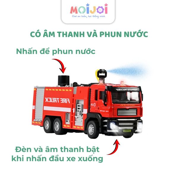 Xe cứu hỏa hợp kim phun nước – mô hình tỉ lệ 1:22 có đèn và âm thanh