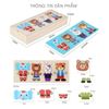 Bộ đồ chơi ghép hình thay trang phục thú bông – Hộp gỗ kèm thẻ mẫu, phát triển tư duy và khả năng sáng tạo cho bé