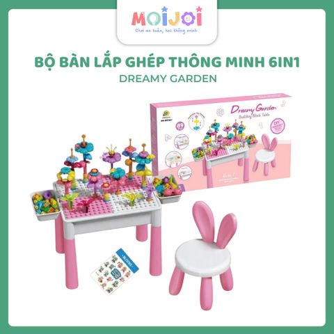 Bộ bàn lắp ghép thông minh Dreamy Garden 6in1 – Bàn chơi đa năng cho bé gái, kèm ghế tai thỏ dễ thương