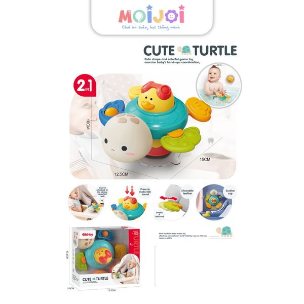Đồ chơi rùa dễ thương 2 trong 1 cho bé, có âm thanh – Đồ chơi gắn xe đẩy, thả bể bơi, gắn tường