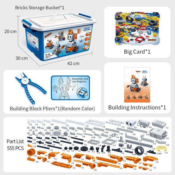 Đồ chơi lắp ráp STEM robot 6in1 tránh vật cản banbao 6917 (555 chi tiết)