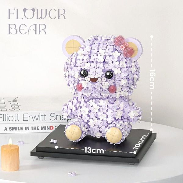 Mô hình lắp ráp gấu hoa Flower Bear 2169 DIY trang trí decor WL1988 mảnh