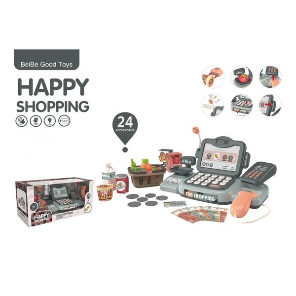 Bộ đồ chơi máy tính tiền siêu thị happy shopping 24 chi tiết - đồ chơi mô phỏng cho bé