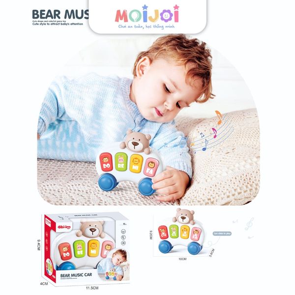 Xe âm nhạc hình gấu cho bé, rèn luyện tai mắt, âm thanh vui nhộn, di chuyển dễ dàng – Moijoi Store