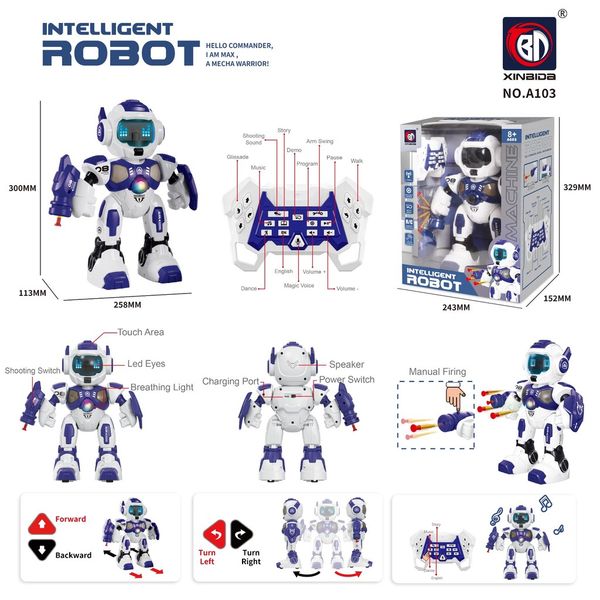Đồ chơi robot thông minh điều khiển từ xa Max A103 – Robot nhảy múa, phát sáng & phát âm thanh