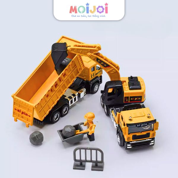Xe công trình mô hình kim loại 1:50 – Xe ben / Xe trộn / Xe cẩu / Xe xúc – Bánh lăn, chi tiết chân thực