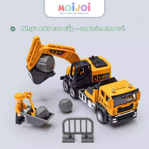 Xe công trình mô hình kim loại 1:50 – Xe ben / Xe trộn / Xe cẩu / Xe xúc – Bánh lăn, chi tiết chân thực