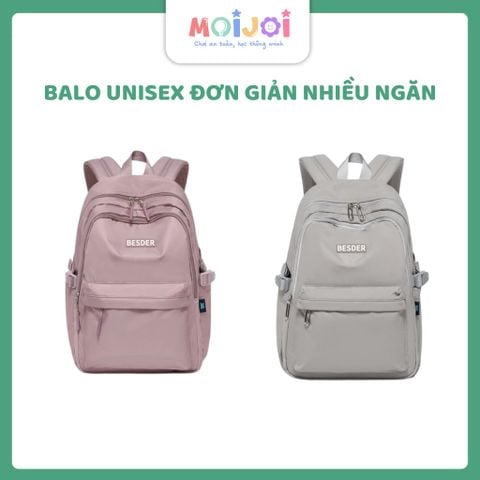 Balo thời trang unisex đơn giản nhiều ngăn – Chất liệu chống nước, phong cách Hàn Quốc