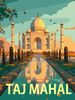 Bộ tranh canvas đền Taj Mahal Ấn Độ 25 – Tranh tô màu theo số, Không khung, kèm màu, cọ, giấy phác thảo, hình mẫu