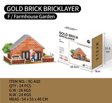 Bộ lắp ráp nhà vườn nông thôn gạch mini gold brick