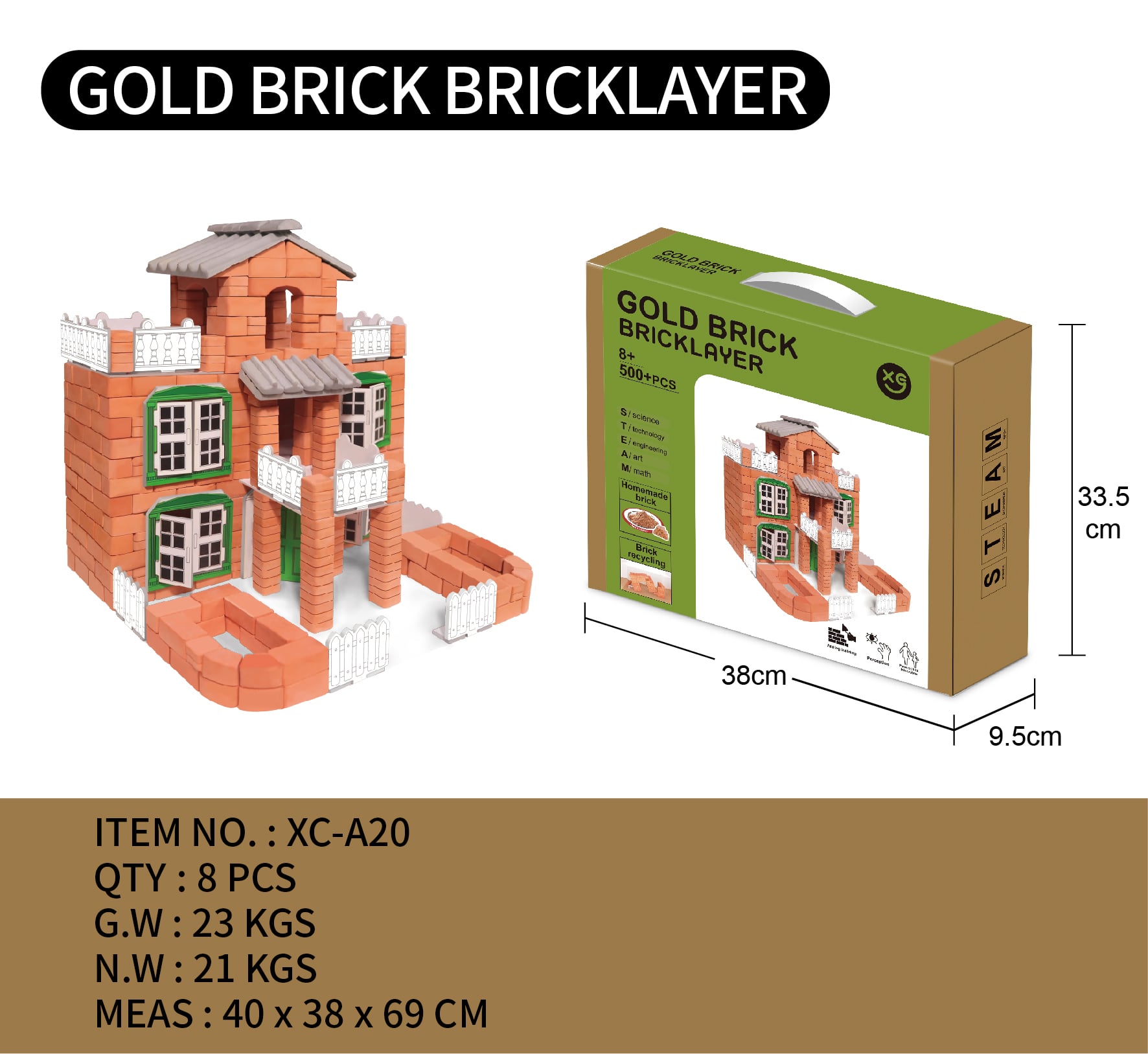 Bộ mô hình xây dựng Gold Brick Bricklayer – Biệt thự 3 tầng sang trọng